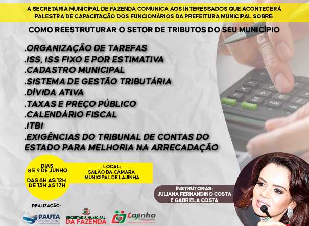 PALESTRA COMO REESTRUTURAR O SETOR DE TRIBUTOS DO SEU MUNICÍPIO